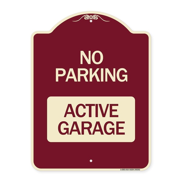 Signmission Designer Series Sign-Active Garage, Burgundy Heavy-Gauge Aluminum Sign, 24" x 18", BU-1824-24353 A-DES-BU-1824-24353 - main